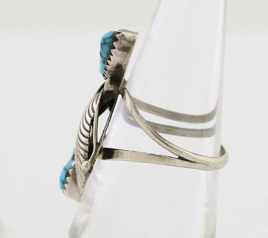 Navajo Handmade Ring 925 Silver Kingman Turquoise Native American Artist C.80's