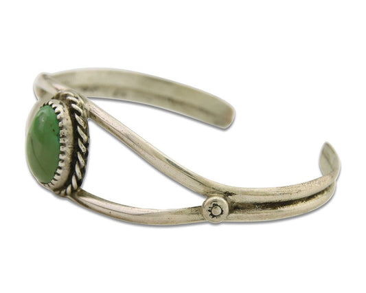Navajo Cuff Bracelet 925 Silver Turquoise Native American Artist Handmade C.80's