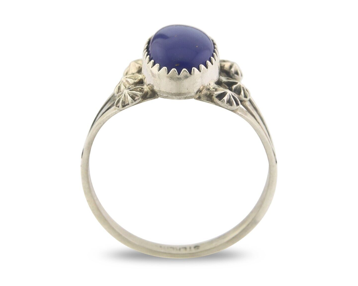 Navajo Ring 925 Sterling Natural Lapis Handmade Native Artist C.80's