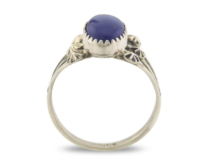 Navajo Ring 925 Sterling Natural Lapis Handmade Native Artist C.80's