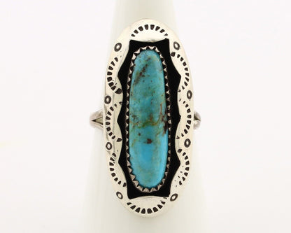 Navajo Ring 925 Silver Natural Kingman Turquoise Native American Artist C.80's
