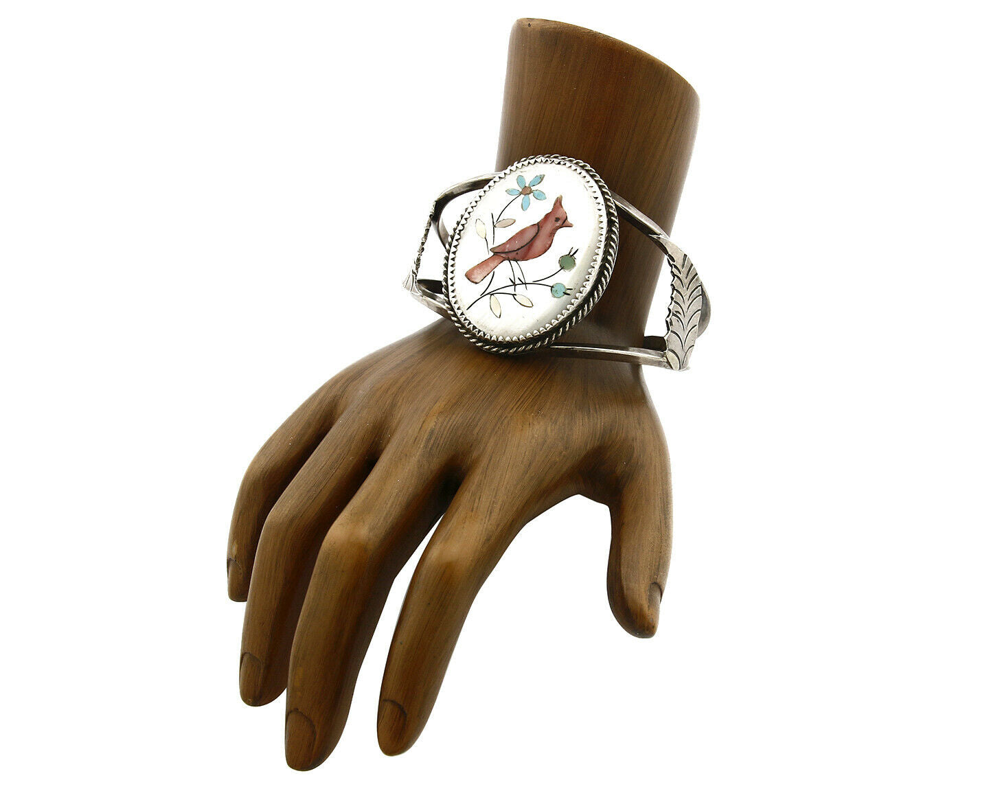 Navajo Natural Gemstone Bracelet 925 Silver Artist Native American Inlaid C.1975