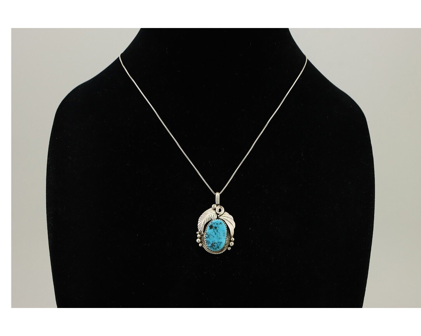 Navajo Necklace 925 Silver Blue Turquoise Signed Justin Morris C.90's