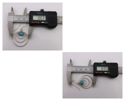 Navajo Dangle Handmade Earrings 925 Silver Blue Turquoise Native Artist C.80's