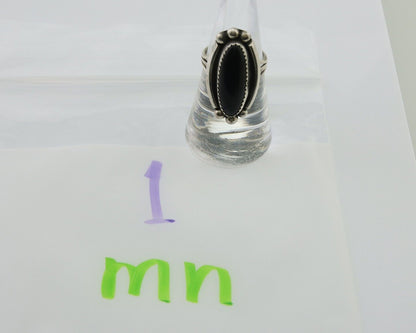 Navajo Handmade Ring 925 Silver Black Onyx Artist Signed SC C.80's