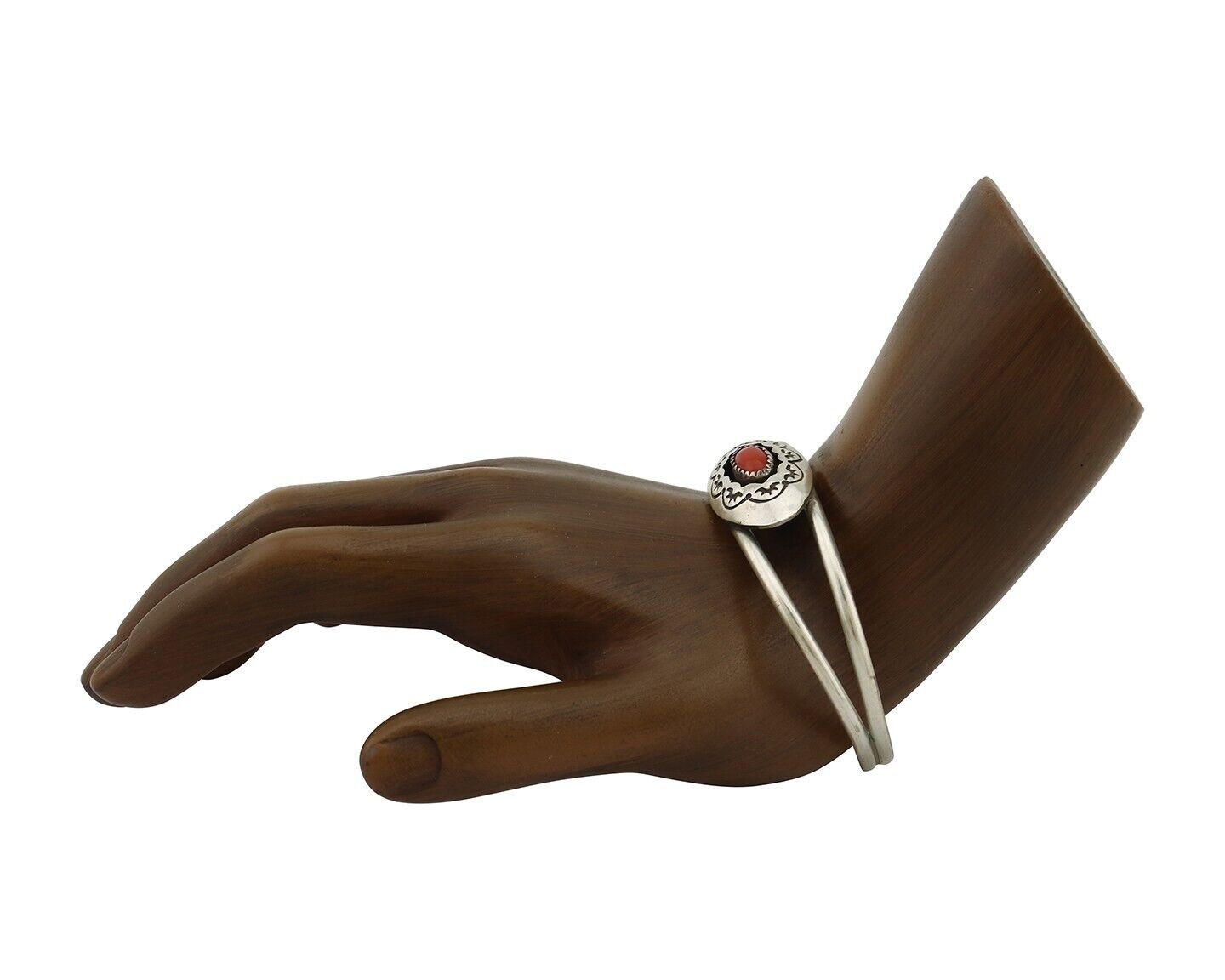 Navajo Bracelet 925 Silver Natural Red Coral Artist Signed AR ARROW C.80's