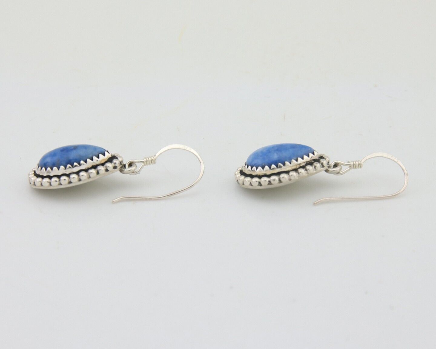 Navajo Earrings 925 Silver Blue Denim Lapis Artist Signed First Eagle C.80's