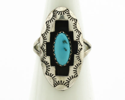 Navajo Ring .925 Silver Sleeping Beauty Turquoise Native Artist C.1980's