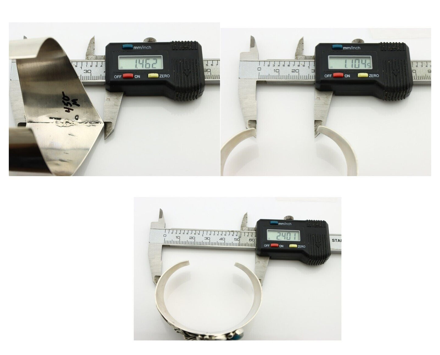 Navajo Bracelet 925 Silver Natural Blue Turquoise Signed David Zachary C.80's