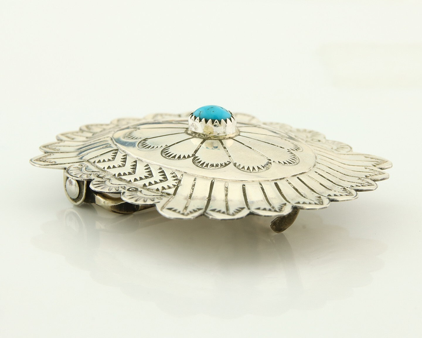 Navajo Belt Buckle 925 Sterling Silver Concho Native Artist 2x2.3 in C.80's