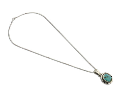 Navajo Necklace 925 Silver Arizona Turquoise Handmade Signed Gecko C.90's
