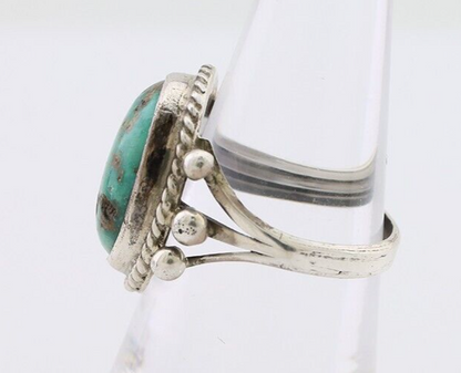 Navajo Ring 925 Silver Natural Blue Turquoise Artist Signed MC C.80's