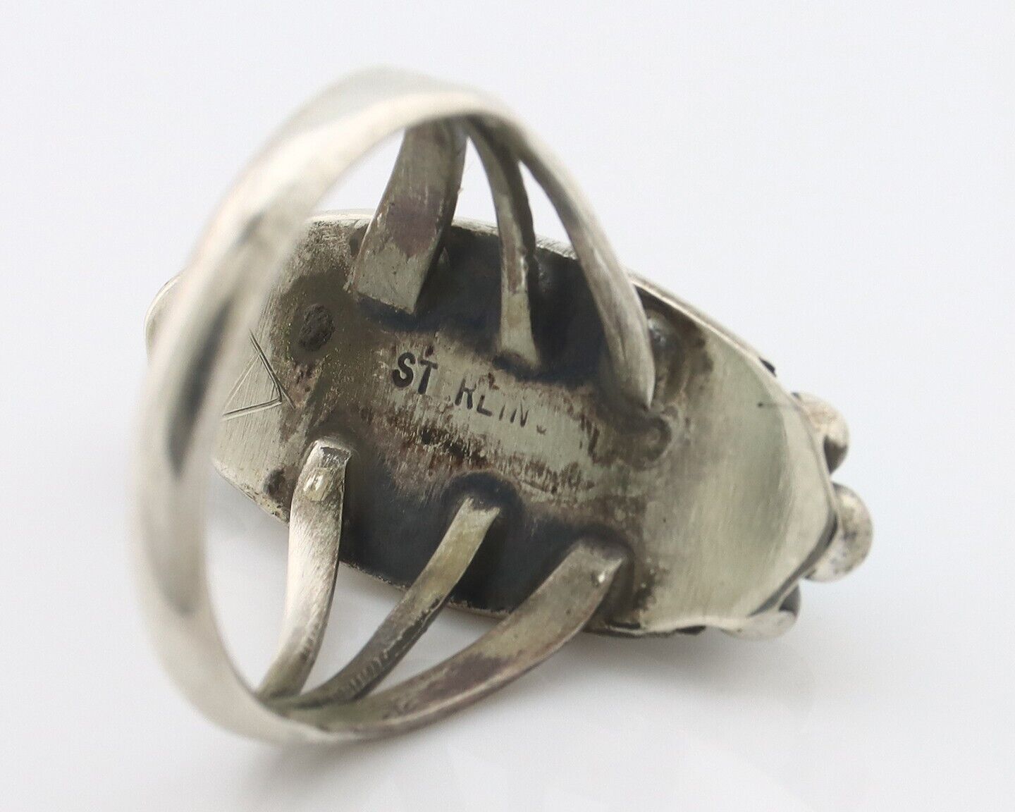 Navajo Ring .925 Silver Sleeping Beauty Turquoise Signed SkyStone Creations C80s