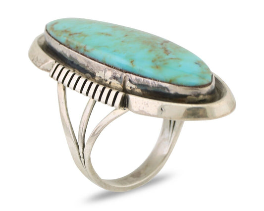 Navajo Ring 925 Silver Kingman Turquoise Artist Signed Doug Zachary C.80's