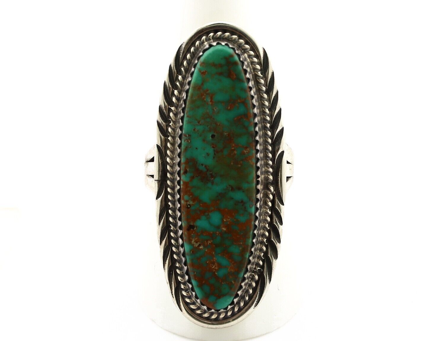 Navajo Ring 925 Silver Natural Mined Spiderweb Turquoise Artist Signed USA C.80s