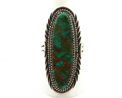 Navajo Ring 925 Silver Natural Mined Spiderweb Turquoise Artist Signed USA C.80s