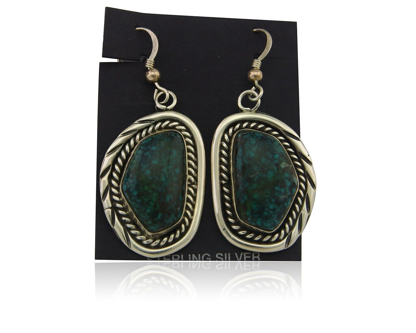 Navajo Earrings 925 Silver Natural Turquoise Artist Signed Sunwest C.80's
