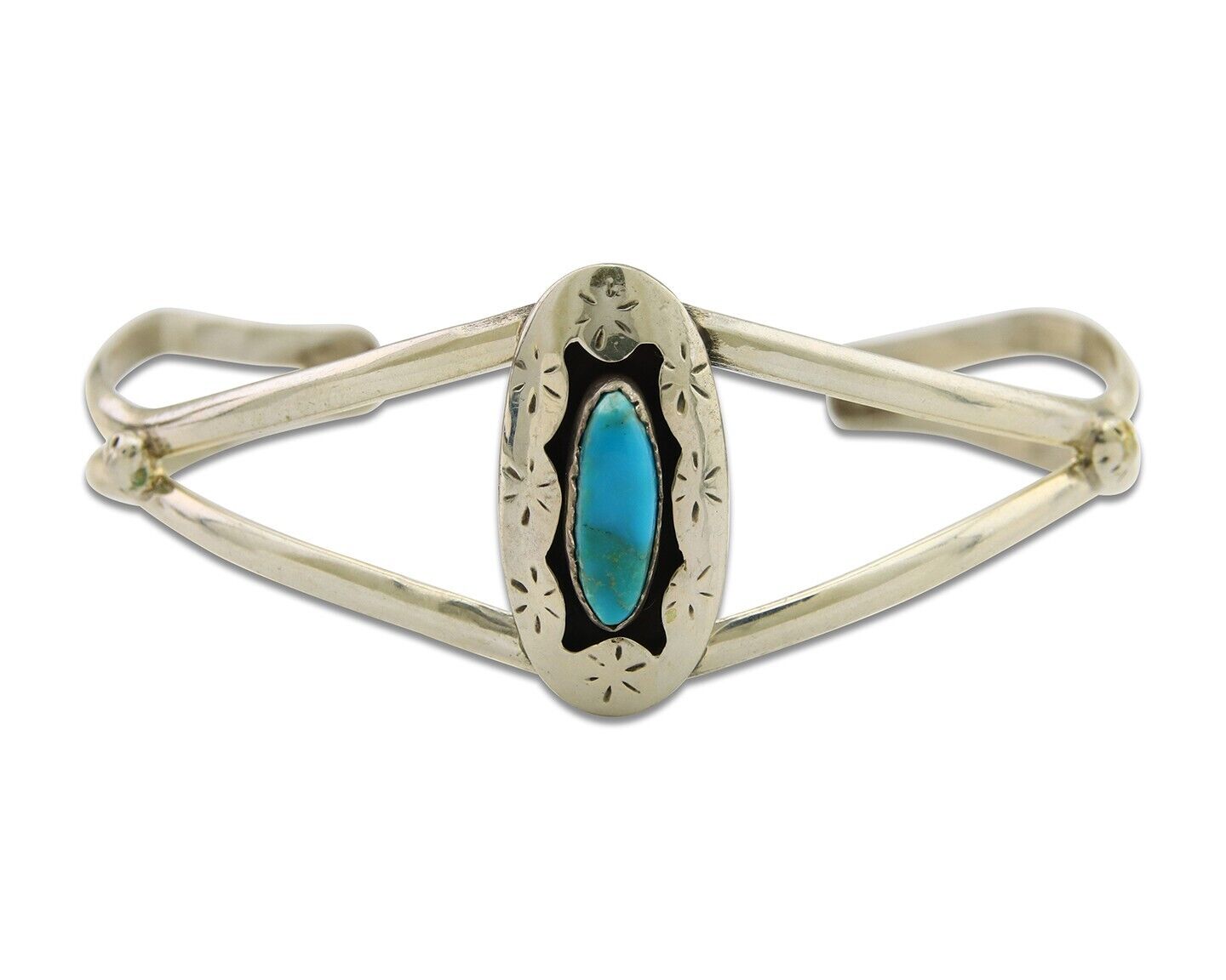 Navajo Cuff Bracelet 925 Silver Turquoise Cuff Artist Signed IJC C.80's