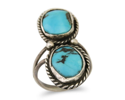 Navajo Ring 925 Silver Natural Blue Turquoise Native American Artist C.80's