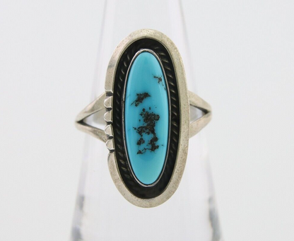 Navajo Ring 925 Silver Sleeping Beauty Turquoise Native American Artist C.80's