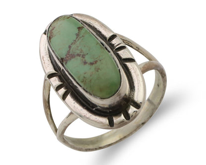 Navajo Handmade Ring 925 Silver Green Turquoise Artist Signed Kachina C.80's