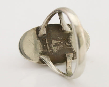 Navajo Handmade Ring 925 Silver Blue Turquoise Artist Signed Kachina C.80's