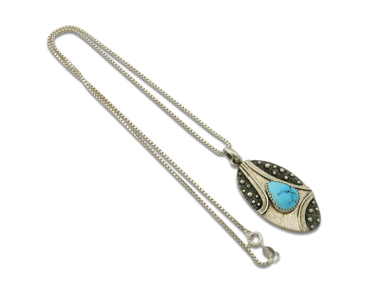 Navajo Sterling Silver Necklace Turquoise Authentic Vintage Signed Peter Nelson