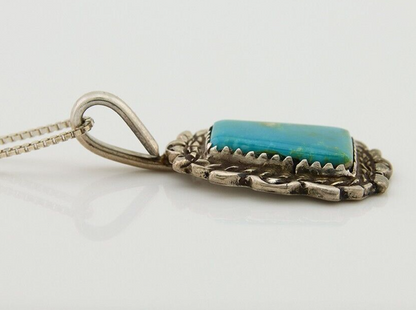 Navajo Necklace 925 Silver Natural Turquoise Artist Kee Montoya C.80's