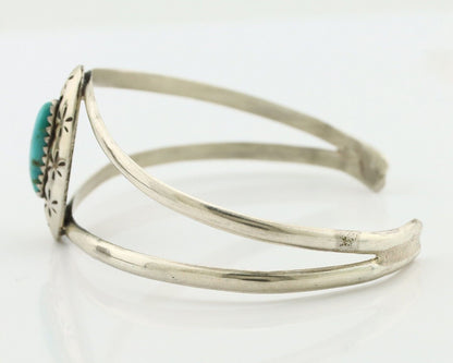 Navajo Bracelet 925 Silver Kingman Turquoise Artist Signed IJC C.80's