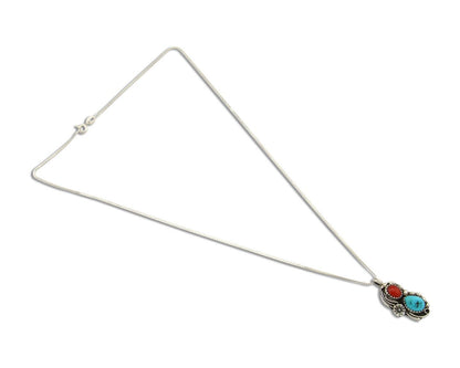 Navajo Necklace 925 Silver Spiderweb Turquoise Artist Signed SC C80s