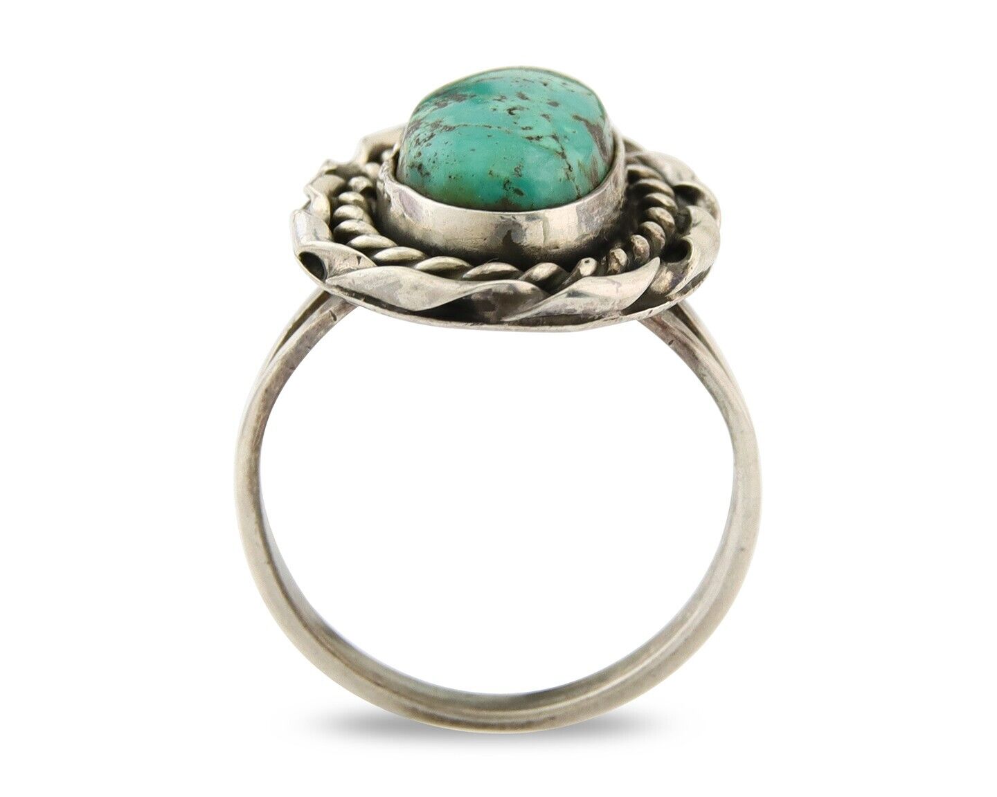Navajo Ring 925 Sterling Natural Mined Arizona Turquoise C.80's Size 7.5
