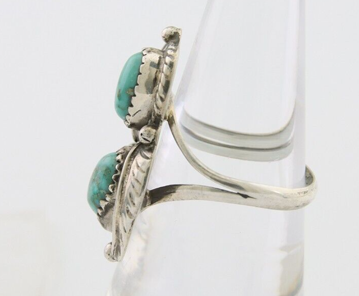 Navajo Ring 925 Silver Natural Turquoise Artist Signed MC C.80's Size 7.5
