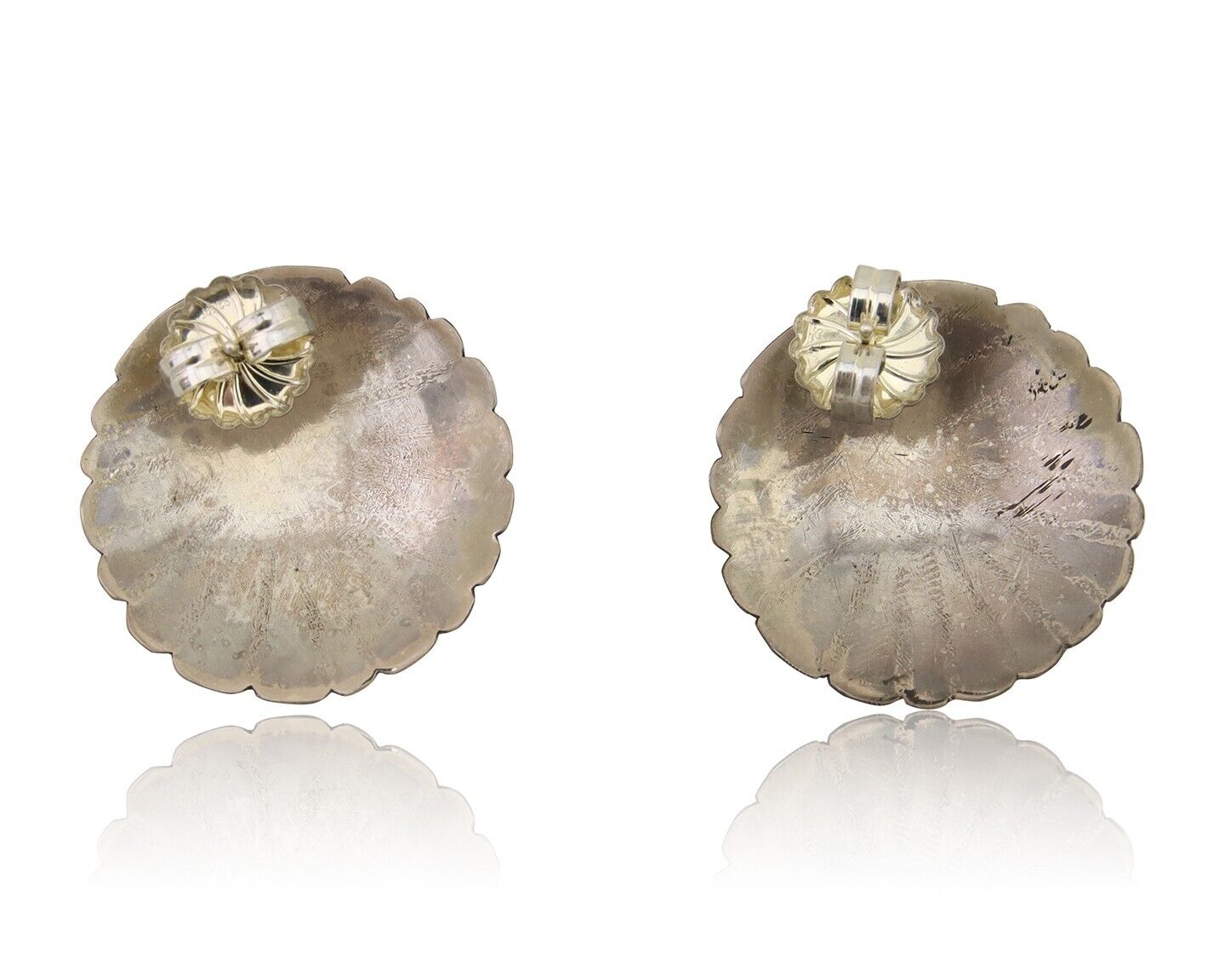 Navajo Earrings 925 Silver Natural Blue Turquoise Native American Artist C.80's