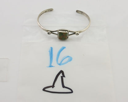 Navajo Bracelet 925 Silver Natural Green Turquoise Native American Artist C.80's