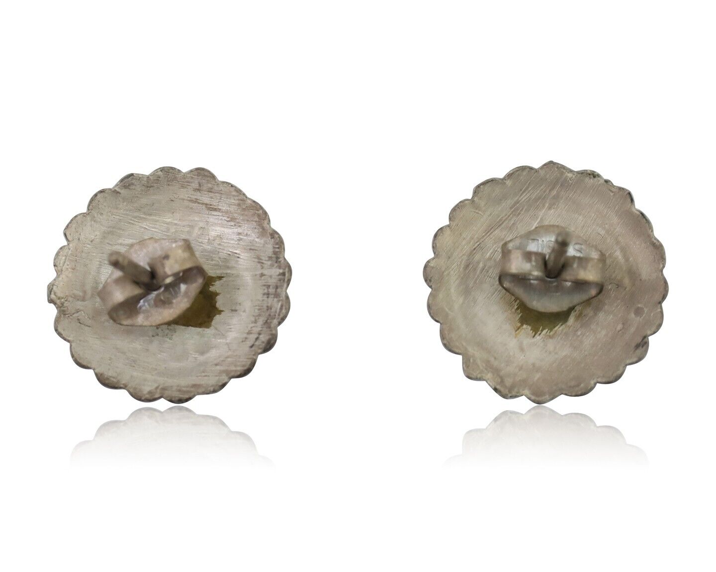 Navajo Small Shield Earrings 925 Silver Native American Artist C.80's