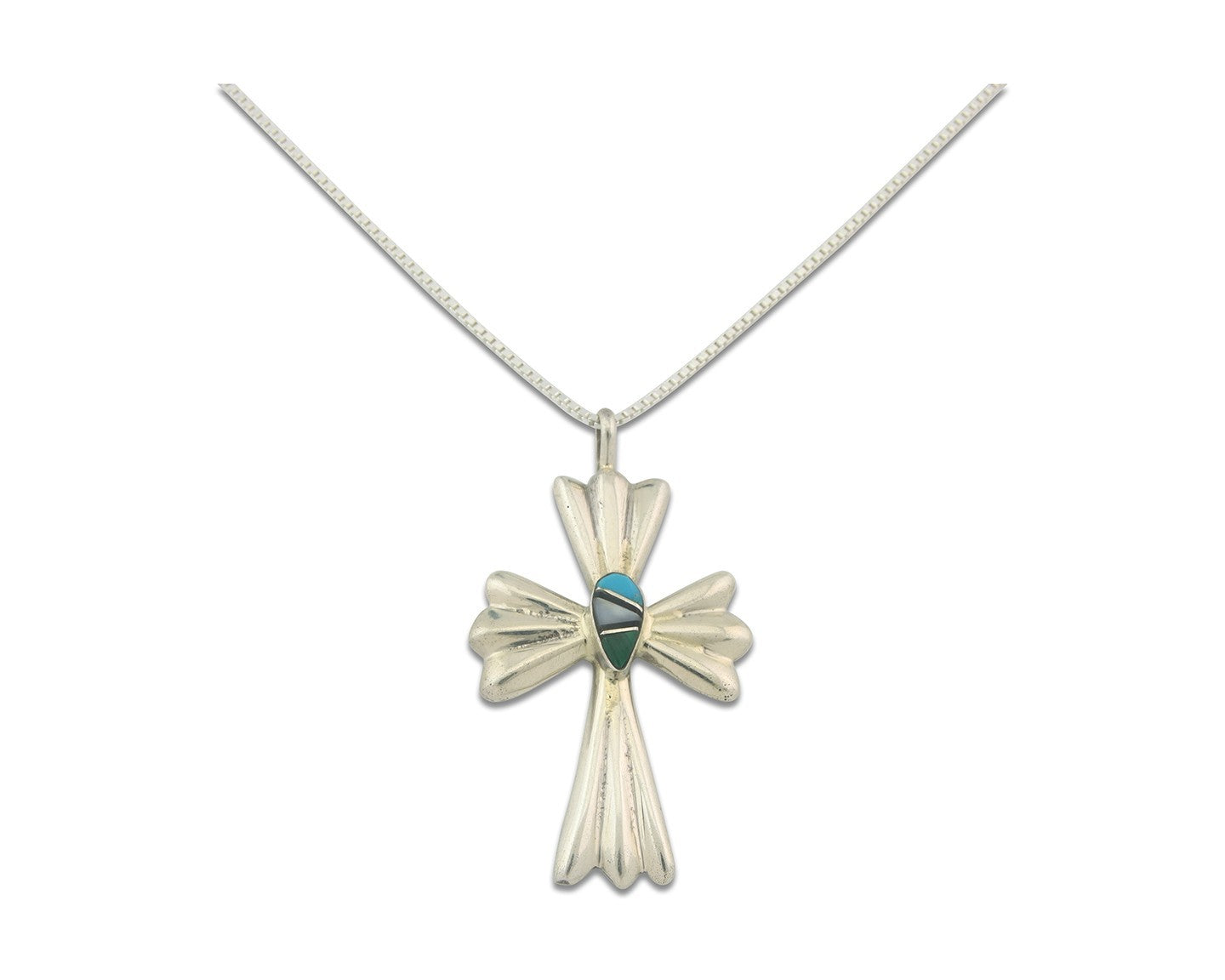 Navajo Cross Necklace Sterling Silver Authentic Natural Gemstones Signed M