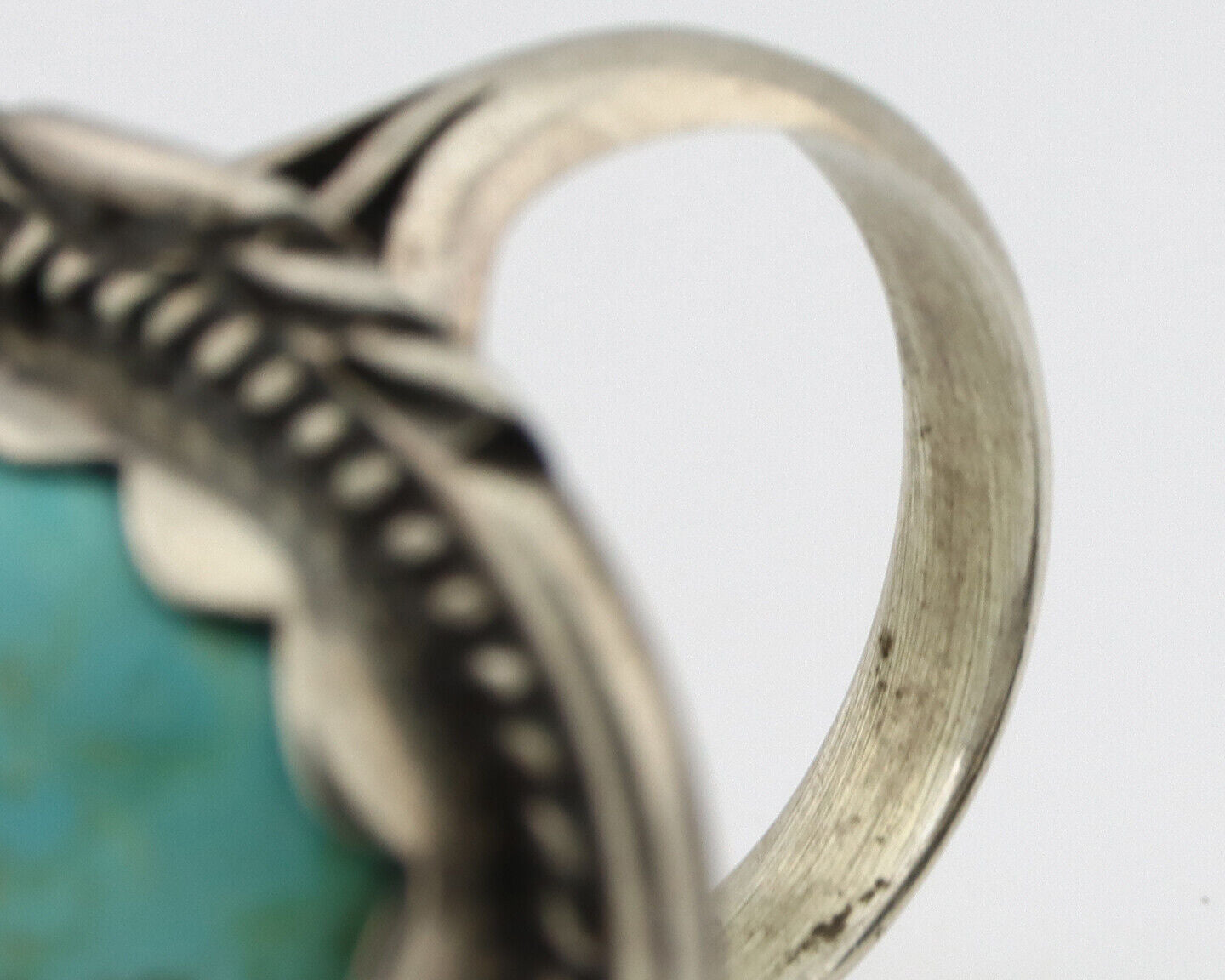 Navajo Ring .925 Silver Kingman Turquoise Artist Signed Sun C.80's