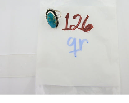 Navajo Shield Ring 925 Silver Arizona Turquoise Native Artist C.80's