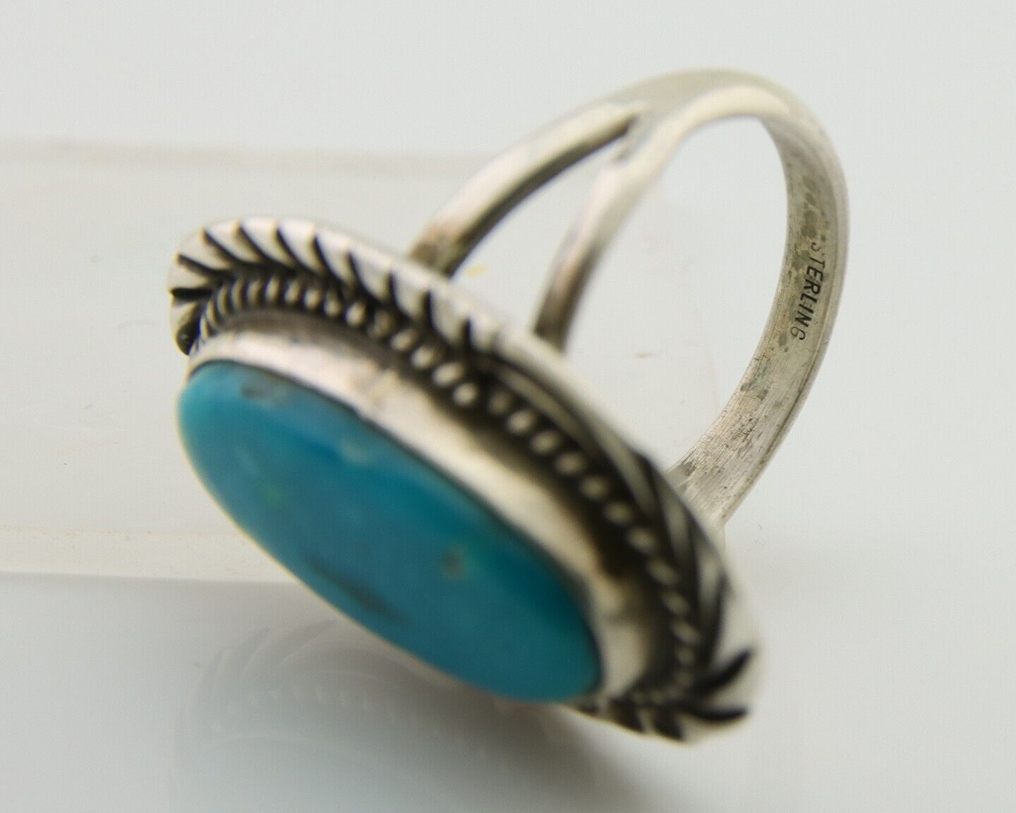 Navajo Ring 925 Sterling Silver Turquoise Native American Artist C.80's