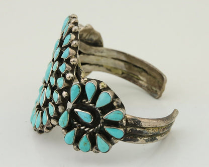 Navajo Bracelet 925 Silver Natural Blue Turquoise Signed RQ C.80's