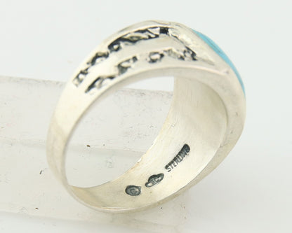Men Vintage Nugget Ring 925 Sterling Turquoise Artist Signed SC Size 10.5