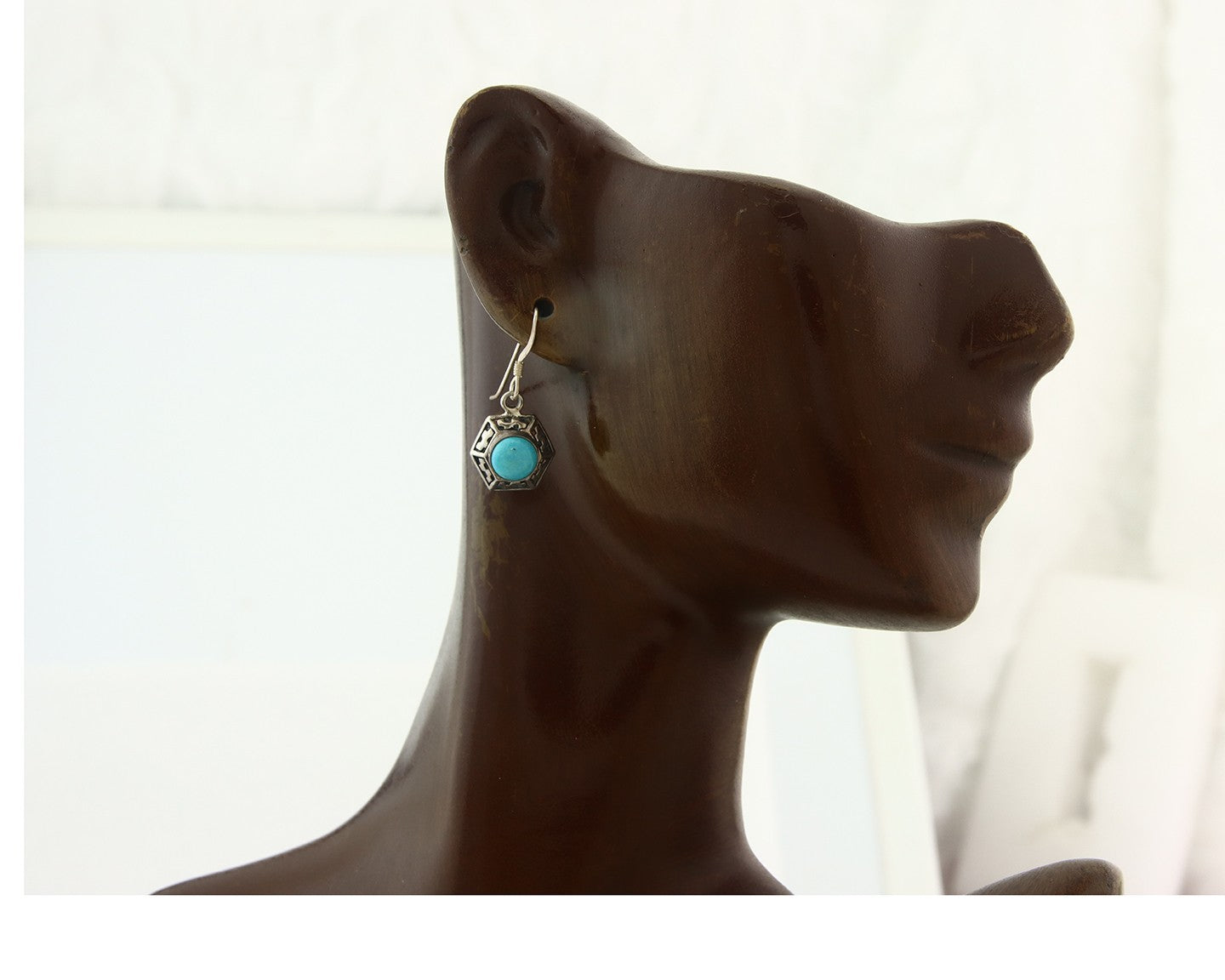 Navajo Earrings Sterling Silver Turquoise Dangle Vintage Authentic