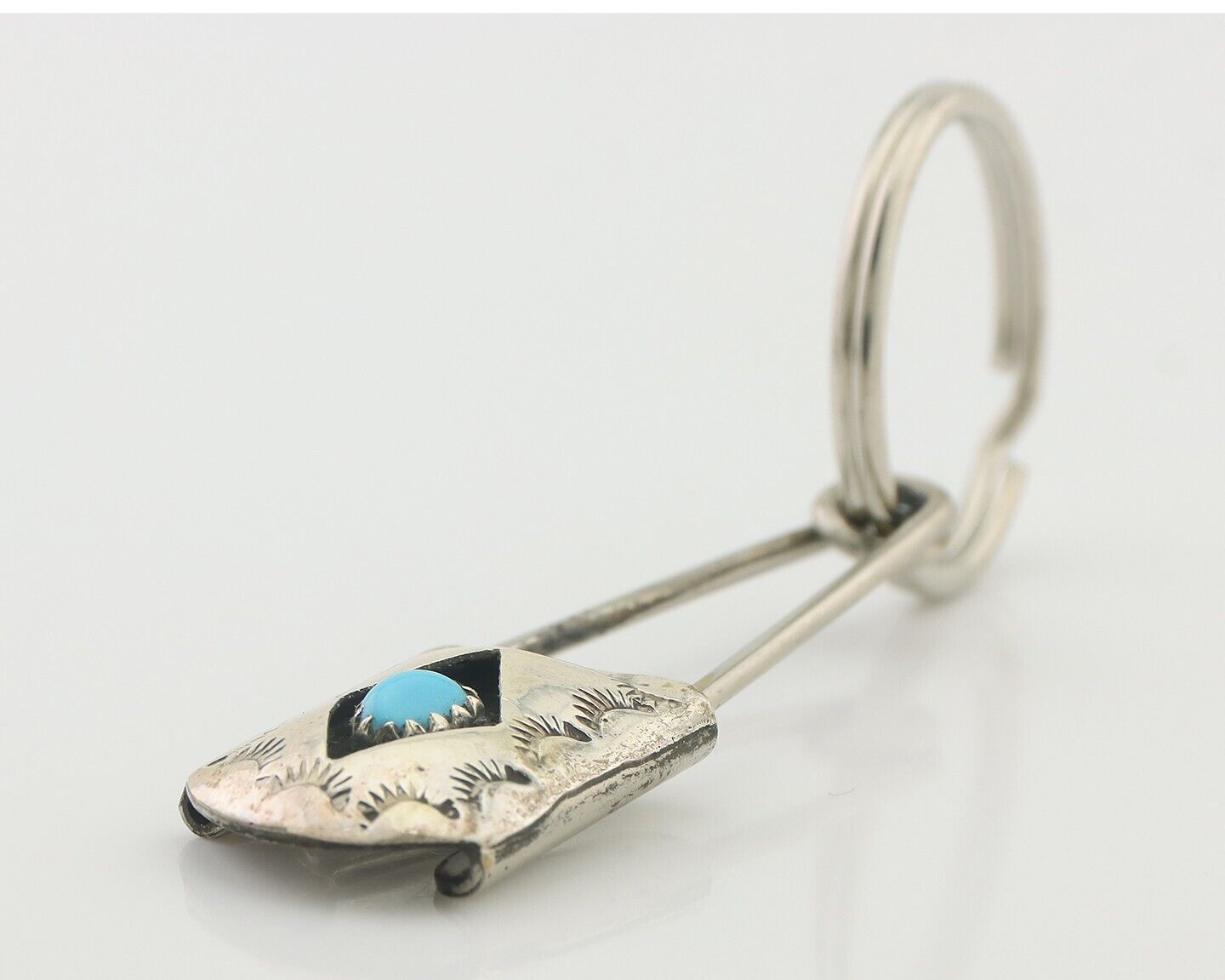 Navajo Hand Stamped Key Chain .925 Silver Handmade Native American Artist C.80's