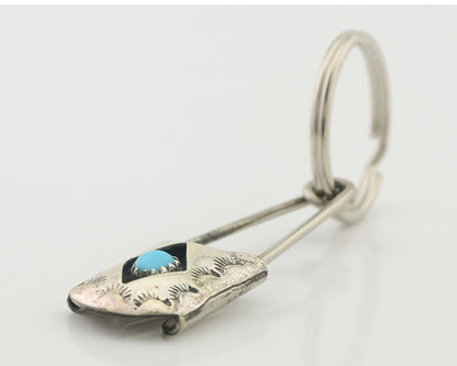 Navajo Hand Stamped Key Chain .925 Silver Handmade Native American Artist C.80's