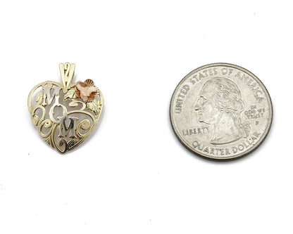 Mom Heart & Flower Yellow Rose White Gold Pendant