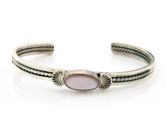 Navajo Cuff Bracelet Sterling Silver Authentic Pink Muscle Native Artist