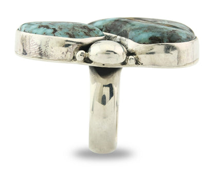 Vintage Navajo Ring 925 Sterling Silver Turquoise Signed David Zachary Size 8.25