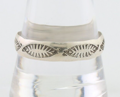 Navajo Hand Stamped Band 925 Silver 5.0 mm Signed Larry Chavez Size 11.75 C.80's