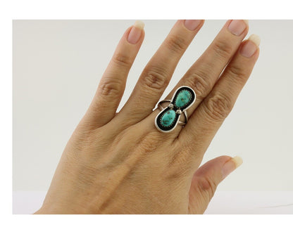 Navajo Handmade Ring 925 Silver Natural Turquoise Native American Artist C.80's