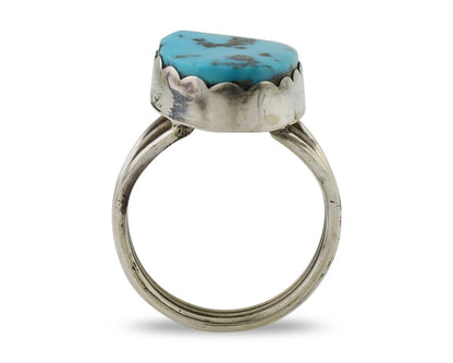 Navajo Ring 925 Silver Natural Blue Turquoise Signed Tony Guerro C.80's